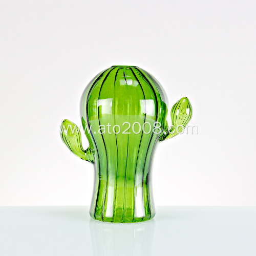 Green glass cactus vase